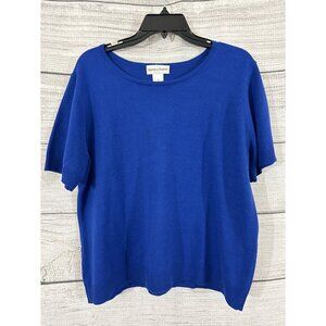 Draper's & Damon's Blue Short Sleeve Acrylic Sweater XL